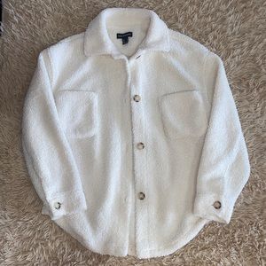 Oversized fuzzy shacket